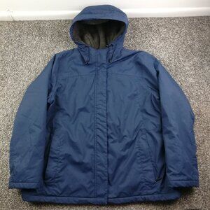 LL Bean Coat Winter Warmer Jacket Sherpa Lined Quilted Blue Womens 1X